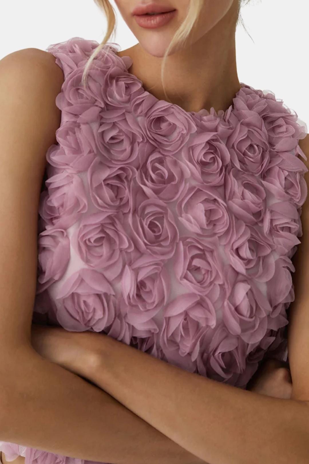 Yulie – Textured Rose Floral Blouse in Purple