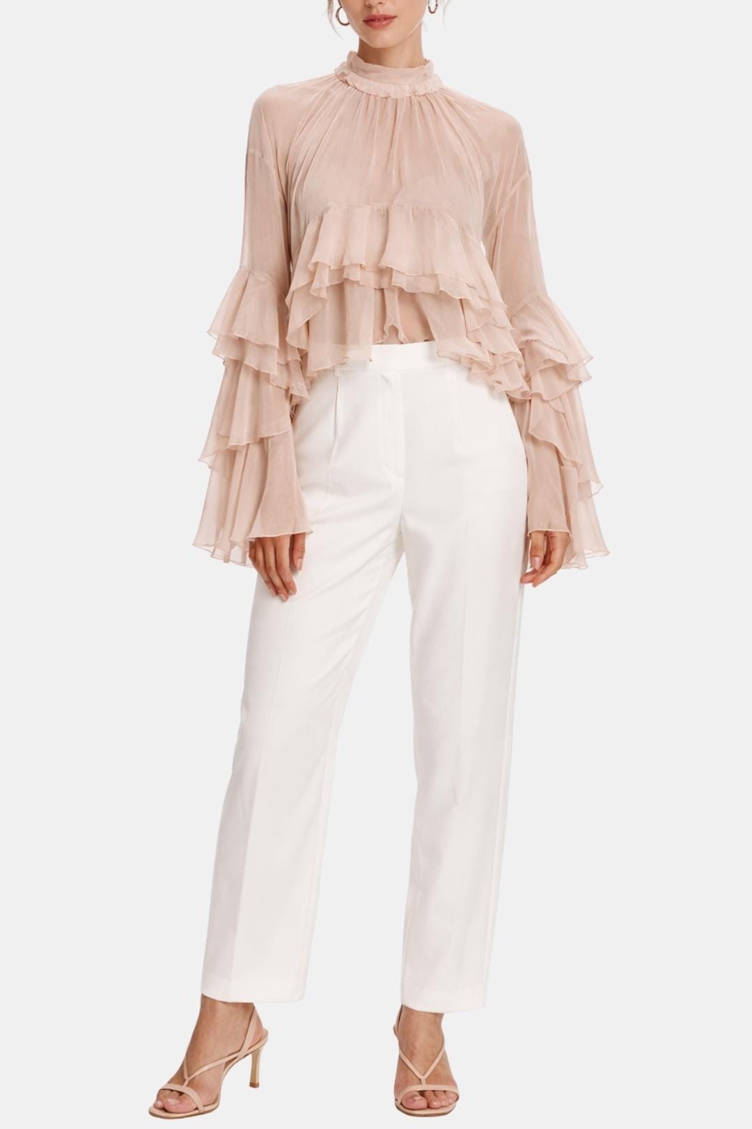 Zavina – Sheer Ruffle Chiffon Turtleneck Blouse