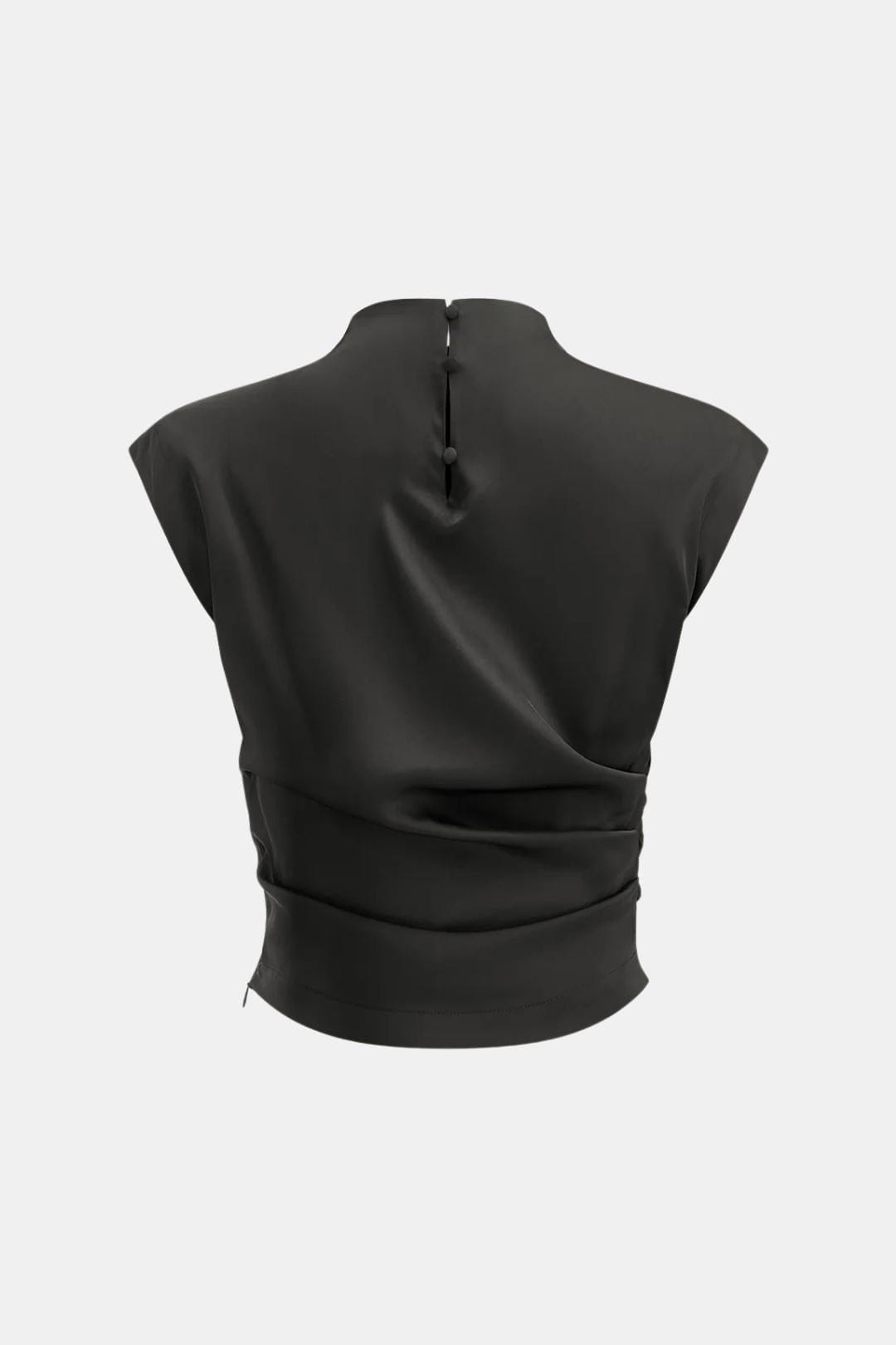 Zireva – Mock Neck Cap Sleeve Top in Black